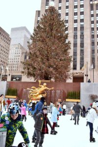 people ice skating at the Rockefeller rink in New York City