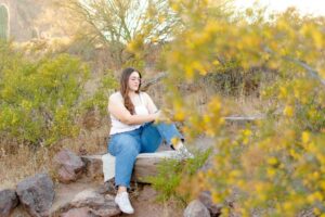 girl in desert foliage of AZ