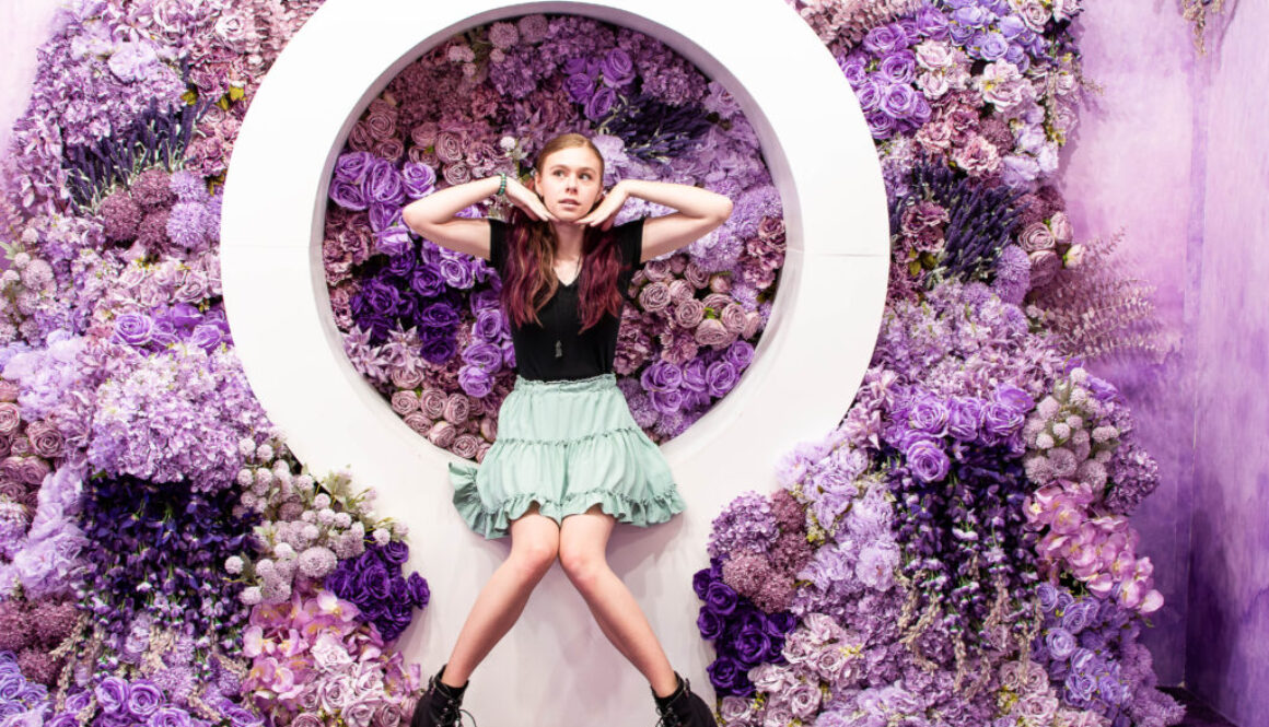 Teen girl in purple flower