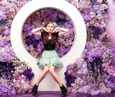 Teen girl in purple flower