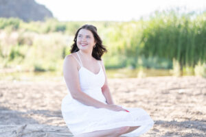 senior girl in white dress in Buckeye, AZ