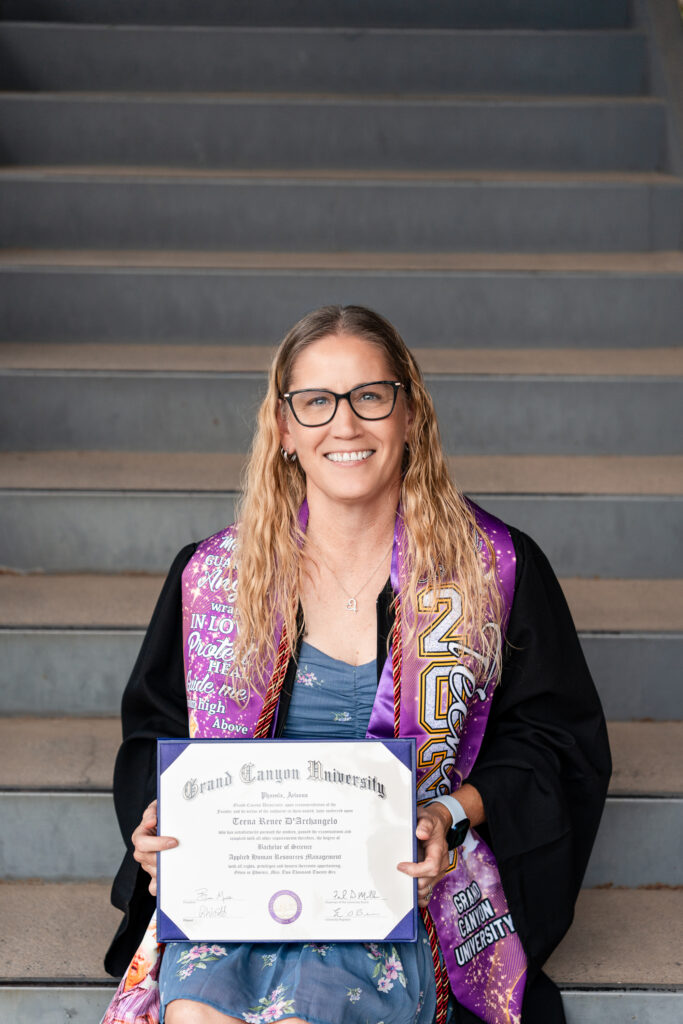 Adult graduation portrait at Grand Canyon University in Phoenix AZ