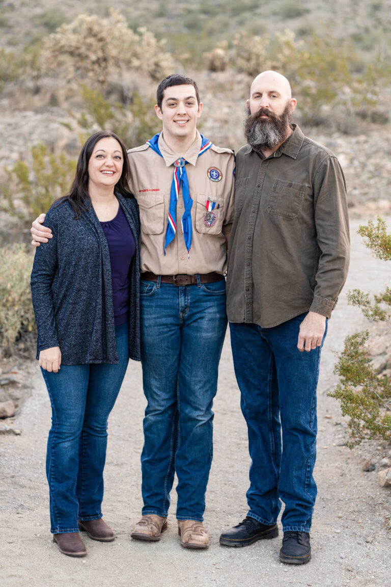Mom, Dad and high school senior son at Skyline Park, Buckeye Arizona