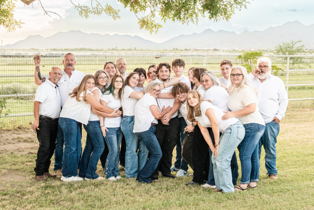 Large family photography in Buckeye AZ with grandparents children and grandchildren